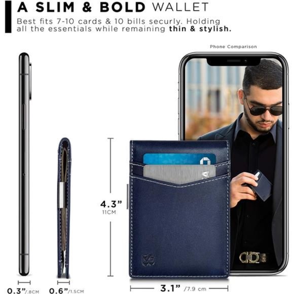 Wallets slim Front Pocket RFID Blocking Card Holder Minimalist Mini Bifold - Picture 4 of 6